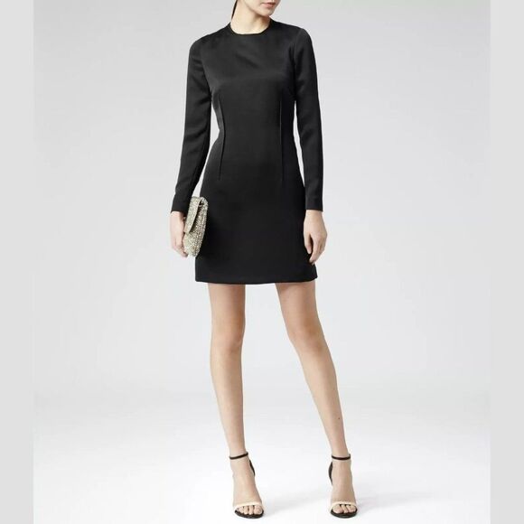 Reiss Black Taylee Sheath Dress Size 4 - Picture 1 of 10